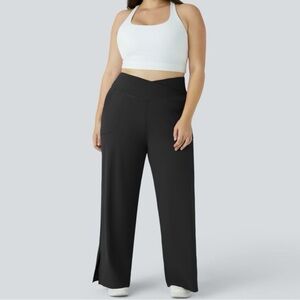 Halara Crossover Pocket Split Hem Wide Leg Yoga Pants